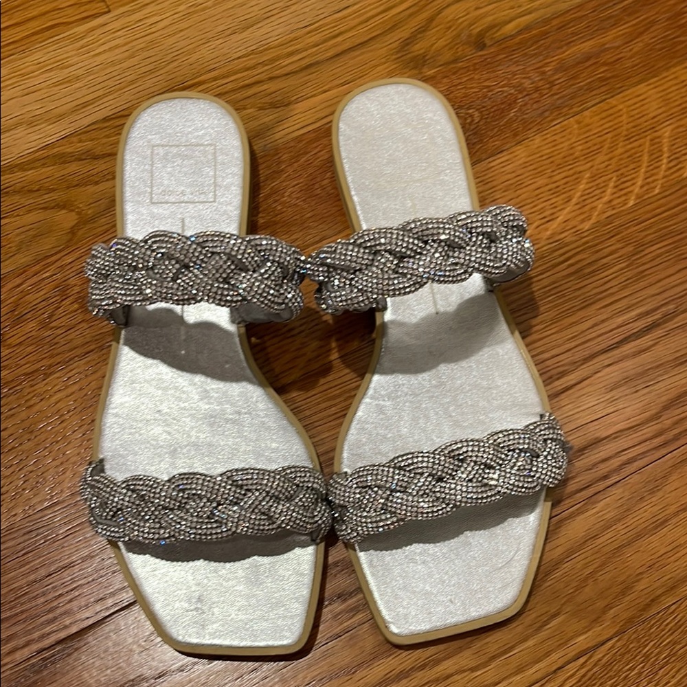 Dolce Vita Silver Sandals Modern Double Strap Design